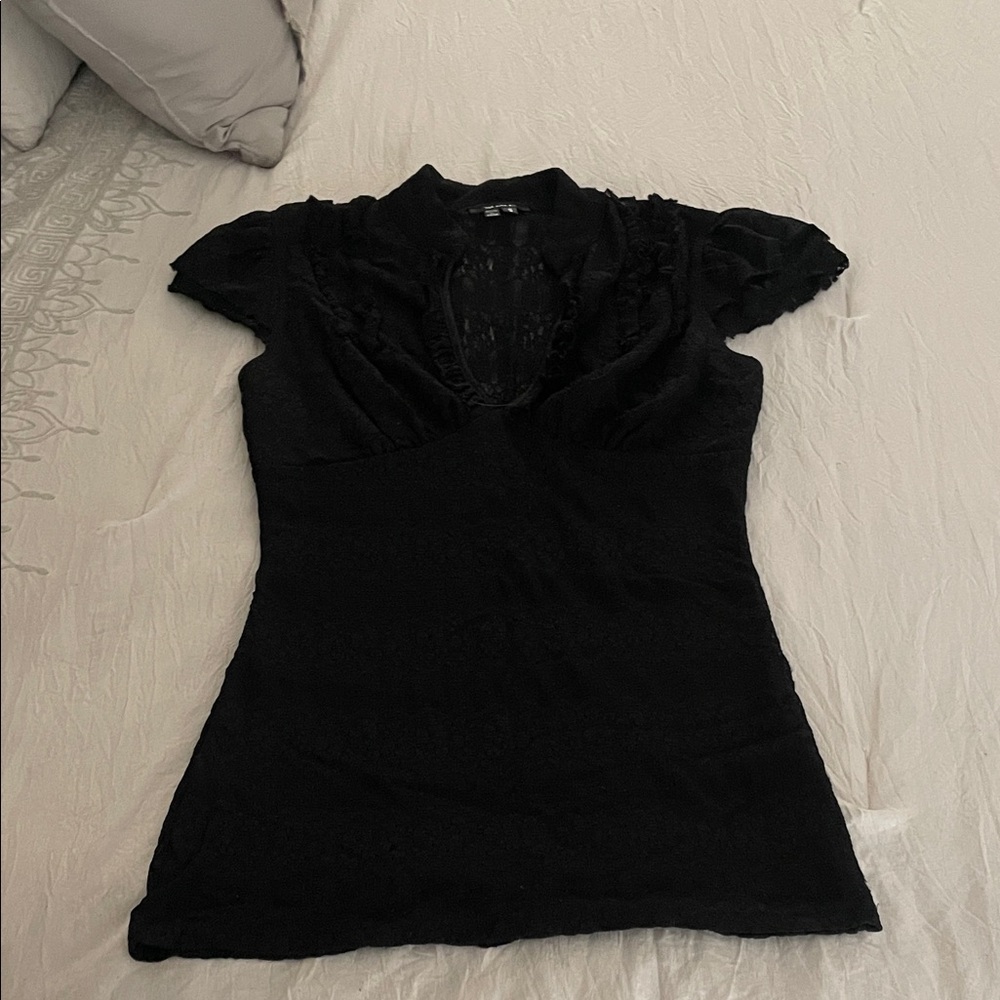 XOXO Black Lace Detail Blouse